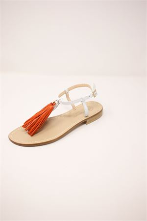 Leather sandals with tassels Da Costanzo | NAPPINENEW1BIANCOARANCIO